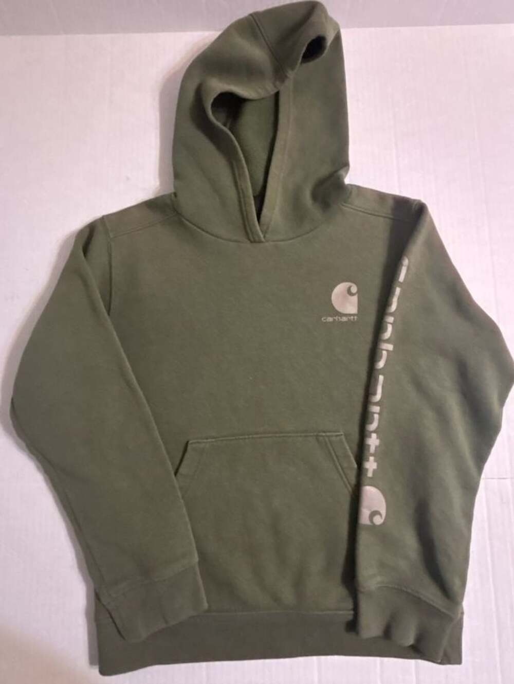 Carhartt Olive Green Hoodie Sweatshirt Size M (10-12)